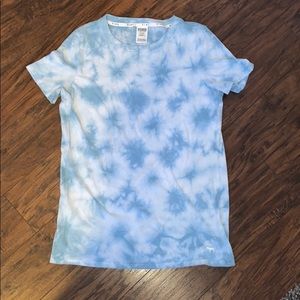 Blue tye dye PINK t-shirt